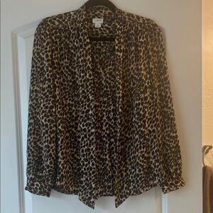 J. Crew Animal Print Long Sleeve Blouse
